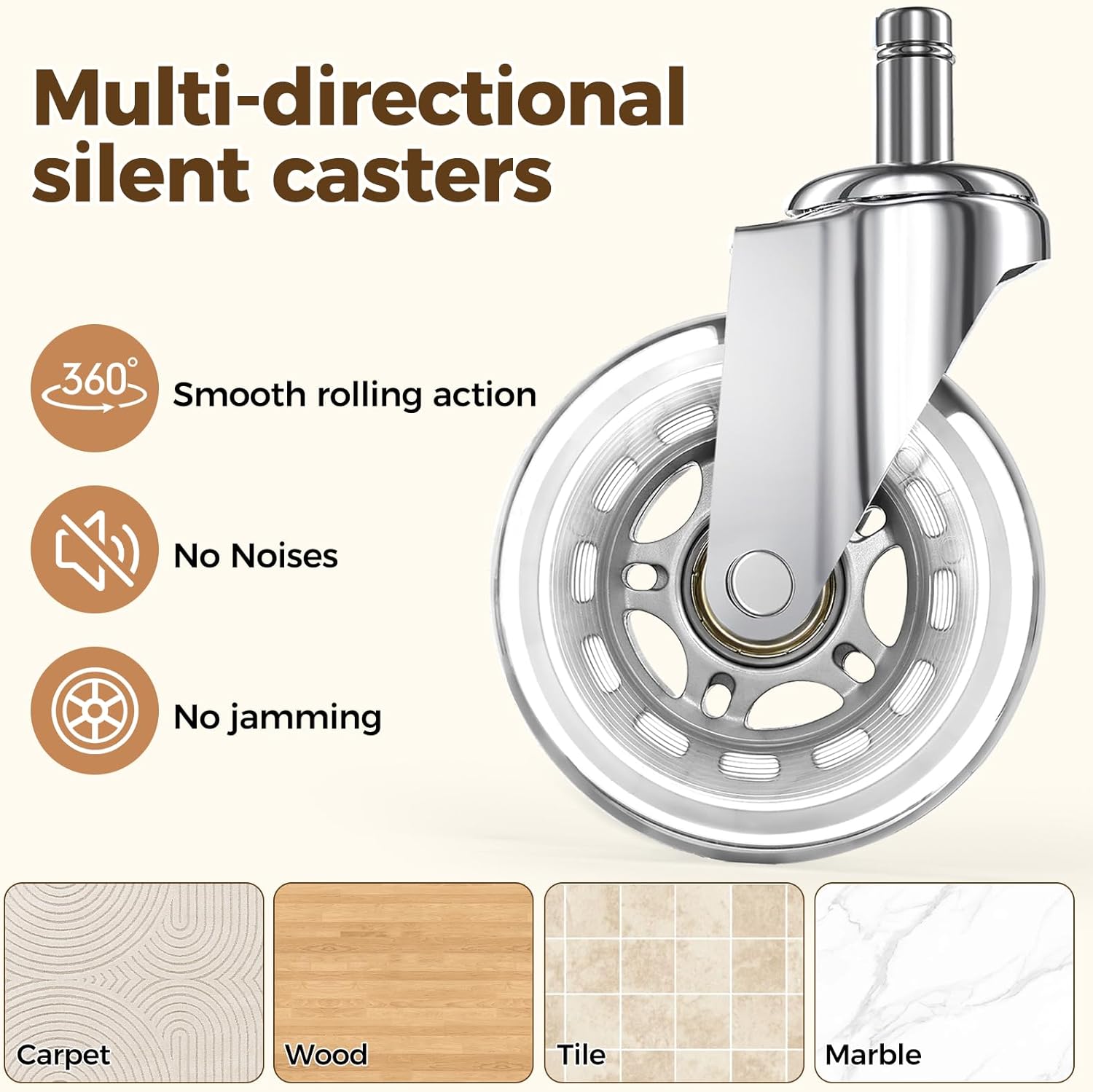 BEWISHOME Ergonomic Rolling Saddle Stool, Height-Adjustable Rolling Swivel Saddle Stool Chair with Thickened Saddle Seat Padding, for Salons, Spas, Office, Black BMD02B - Image 5