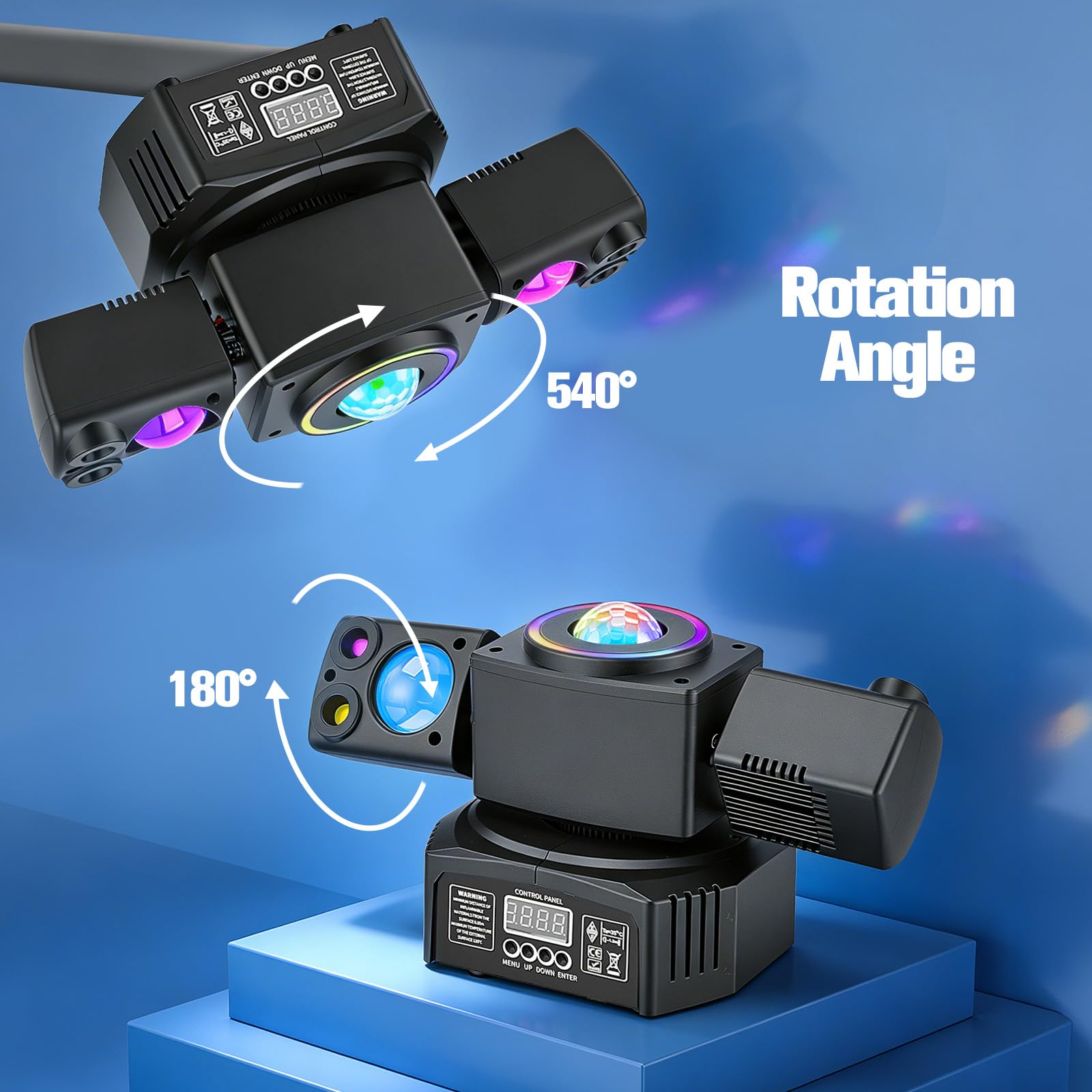 Mini Moving Head Licht mit 2 Köpfen-LED Effektstrahler mit RGB 3535 LEDs & 10W Strobe, LED Strahler Bühnenlicht mit DMX512 & Musiksteuerung, Disco Partylicht für DJ, Bühne, Bar, Hochzeit & Geburtstag