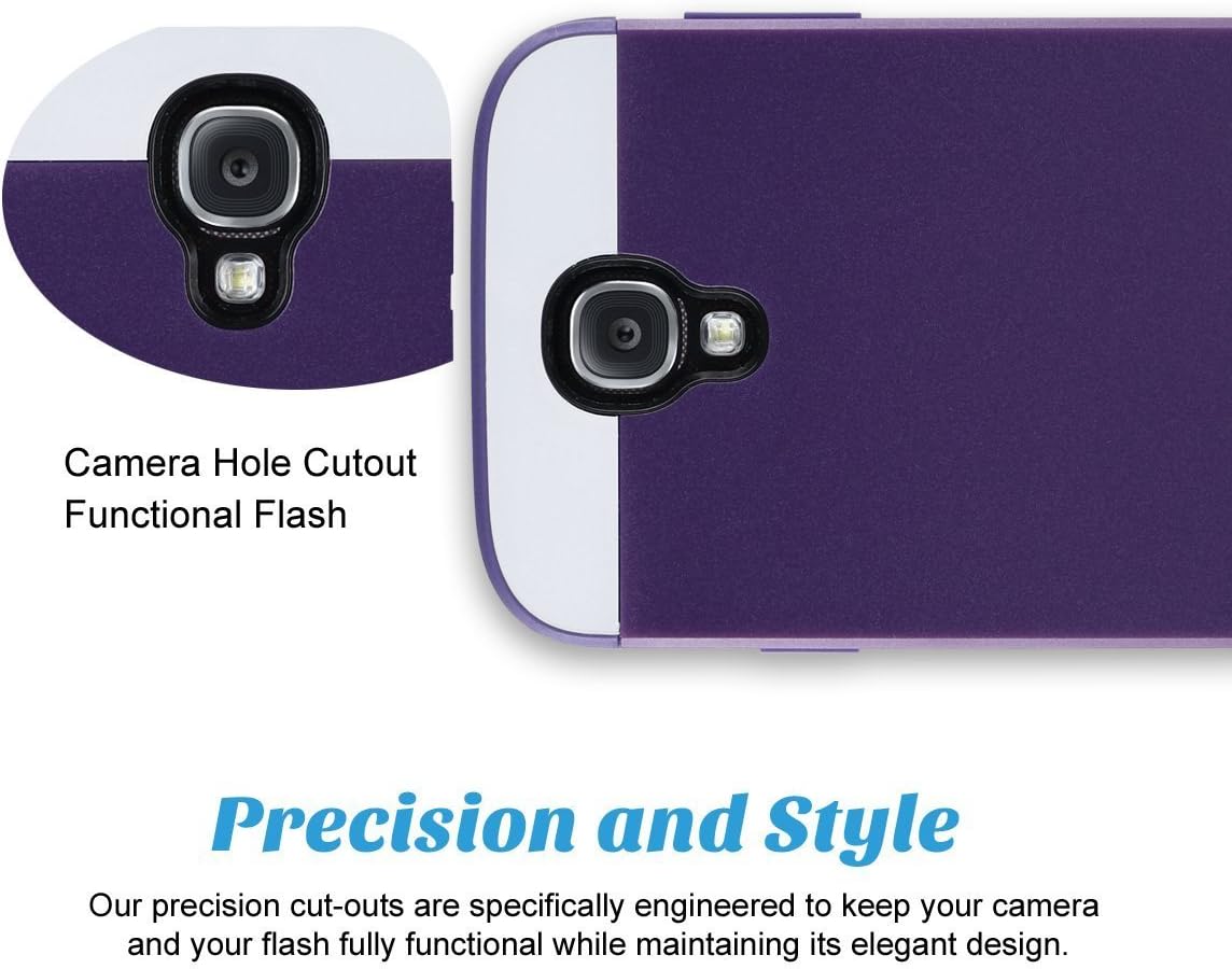 ULAK Galaxy S4 Case, S4 Case - Hybrid Slim Hard Back Case Cover Rubber Bumper 2in1 Rigid Plastic Shell + TPU Daul Layer w/Card Storage for Samsung Galaxy S4 I9500 (Purple/Purple)