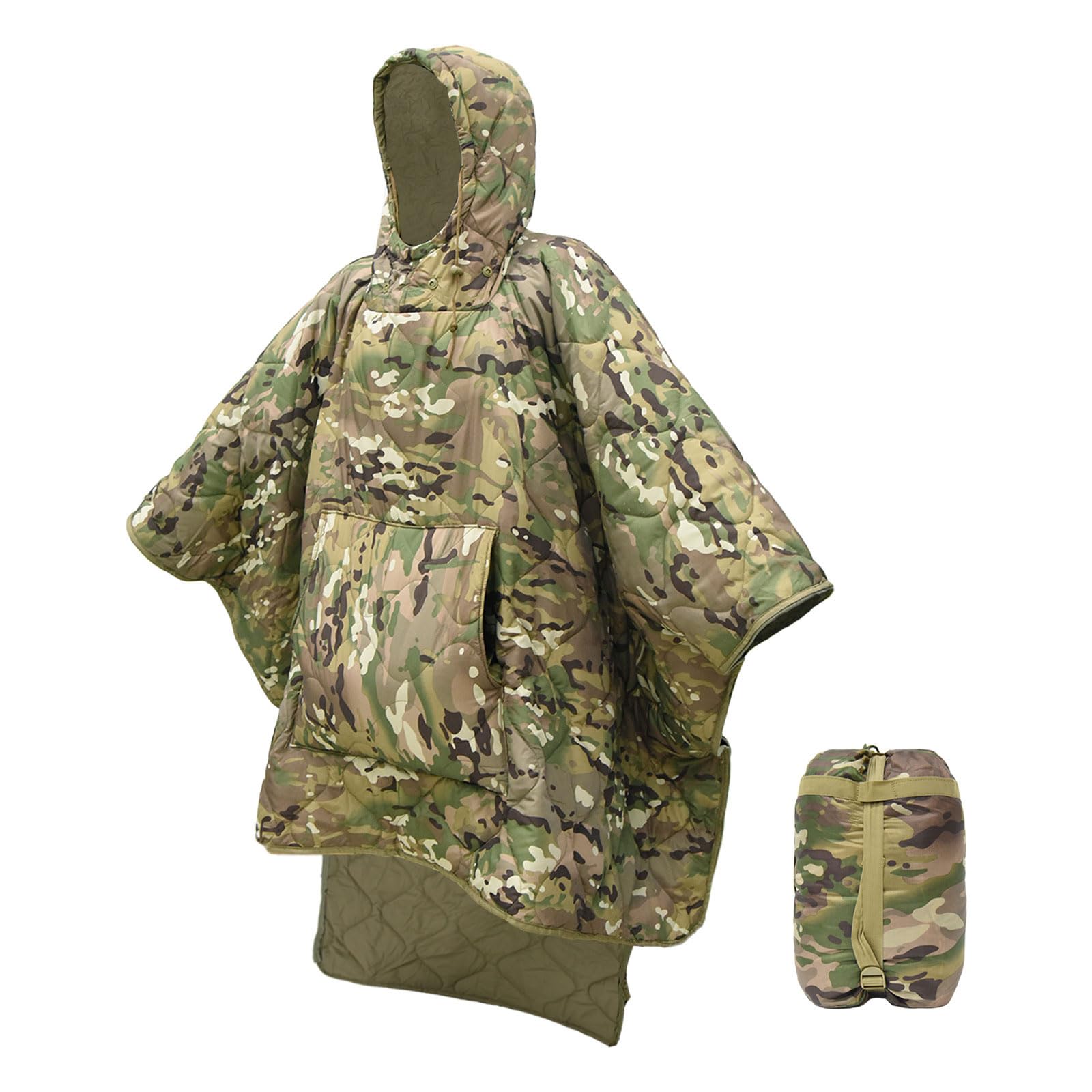 3-in-1 Schlafsack Camping wasserdichter Deckenschlafsack als Poncho Mantel Decke für Erwachsene, Warmer 3 Jahreszeiten Schlafsack, Leicht Kompakt für Camping Jagd und Outdoor Notfall