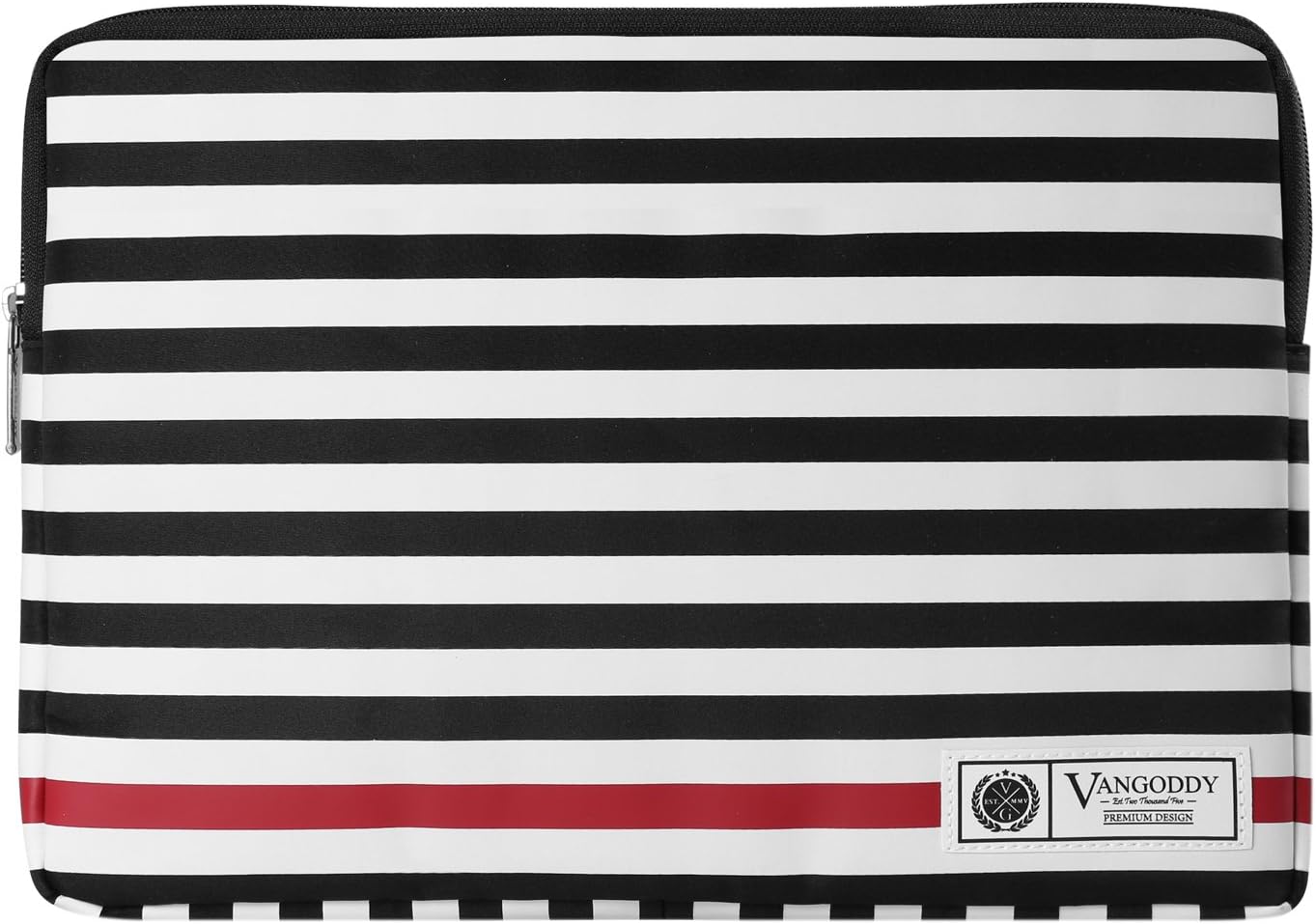 VanGoddy Black and White Striped 11" to 12-inch Laptop Sleeve Protective Case Cover (Red)