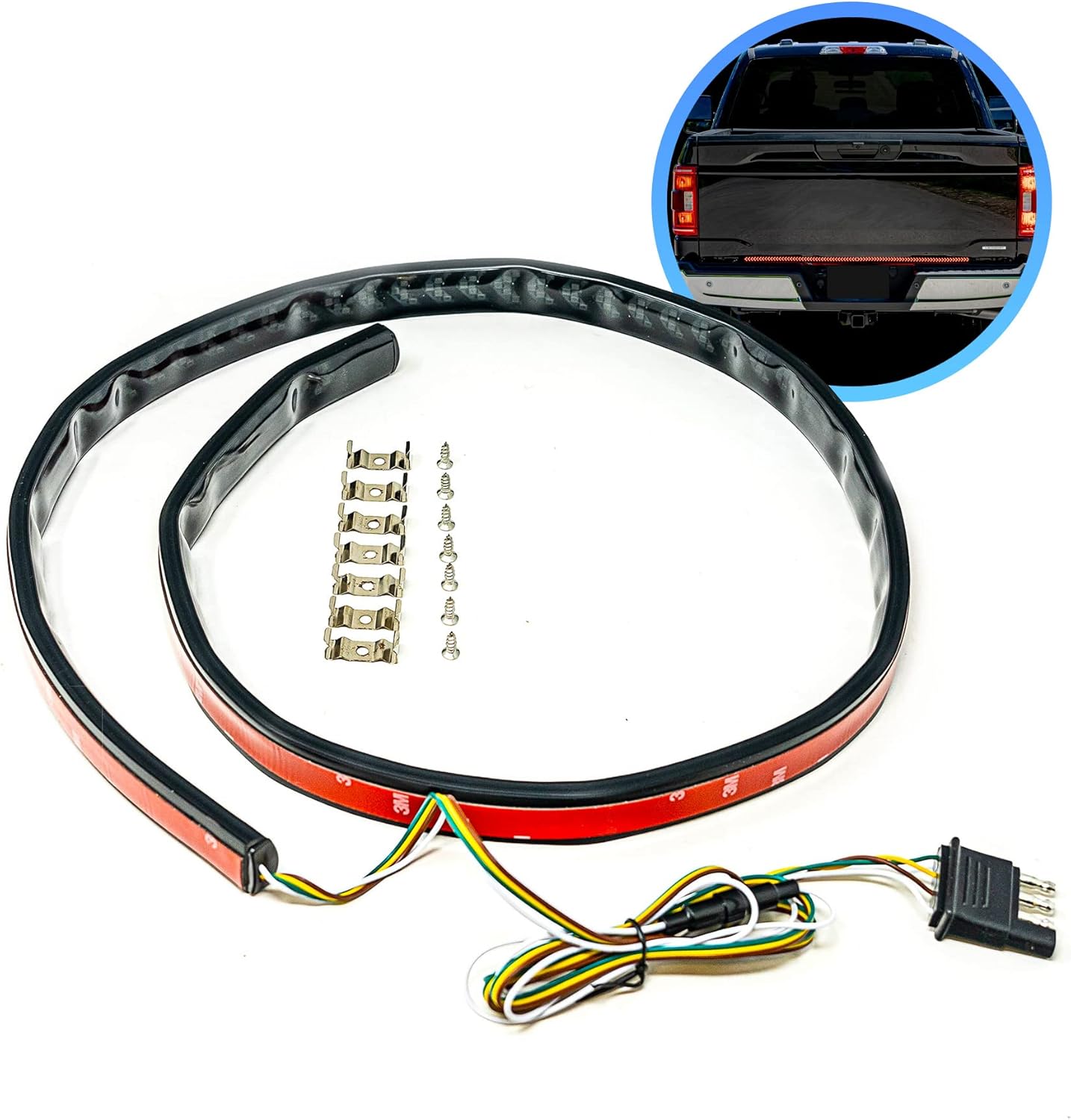 Alpena TailBlaze Flow LED Trailer Tail Lights and Tailgate LED Turn Signal, With 4-Pin Trailer Plug Type Brake, Peel and Stick Lights for Trucks and Vehicles with 12V and 24 V Systems, 1 Strip, Red