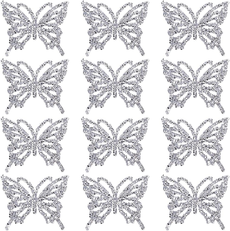 12 Pcs Rhinestone Butterfly Iron on Patches - 2 Styles, Sparkling Crystal Embroidery Patches, Crystal Appliques Iron Sew on for Jeans Jackets Bags Backpacks Hats Clothes Decoration Crafts