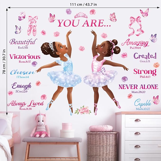 DECOWALL Vinilos Decorativos Black Girl Ballerina 2 Piezas miniatura 3
