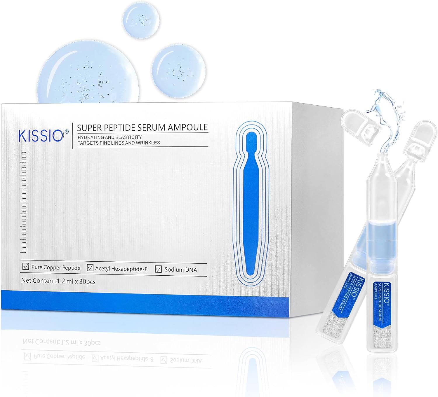 KISSIO Ampola Super Peptid Serum, Rosto Com Tripeptídeos De Cobre, Colágeno E Peptídeos, Hidratação Elasticidade, Facial Rejuvenescedor Para Linhas Finas Rugas, Base Maquiagem, 30 Ampolas KISSIO Ampola Super Peptid Serum, Rosto Com Tripeptídeos De Cobre, Colágeno E Peptídeos, Hidratação Elasticidade, Facial Rejuvenescedor Para Linhas Finas Rugas, Base Maquiagem, 30 Ampolas