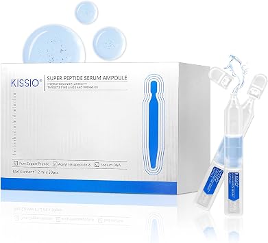 KISSIO Copper Peptide Serum Ampoule,30 Count Disposable Face Serum,Skin Rejuvenating with Collagen & Peptides for Fine Lines,Hydrating & Elasticity,Travel Size Makeup Base