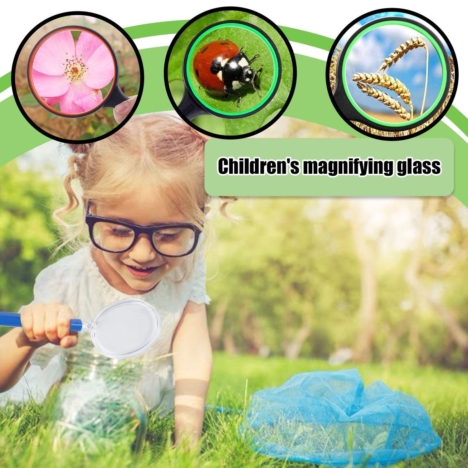 Lenti d'Ingrandimento da 20 Pezzi, Lenti d'Ingrandimento per Bambini, Lenti d'Ingrandimento Manuali, Oggetti di Scena per L'Osservazione, Regali di Compleanno per Detective per Bambini