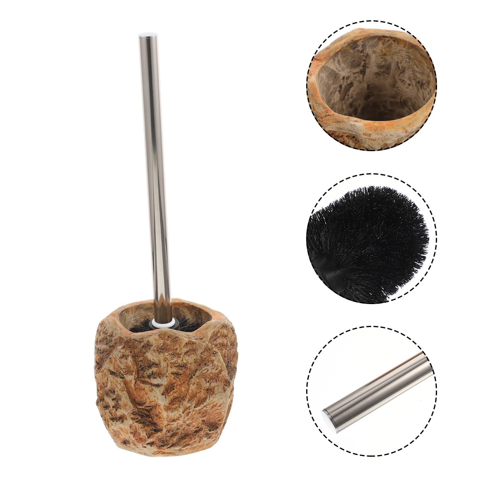 VALICLUD Escobilla para Limpieza de Baño Soporte de Cerámica y Mango de Acero Inoxidable, Accesorio Duradero y Práctico para Oficina y Centro Comercial Color Aleatorio