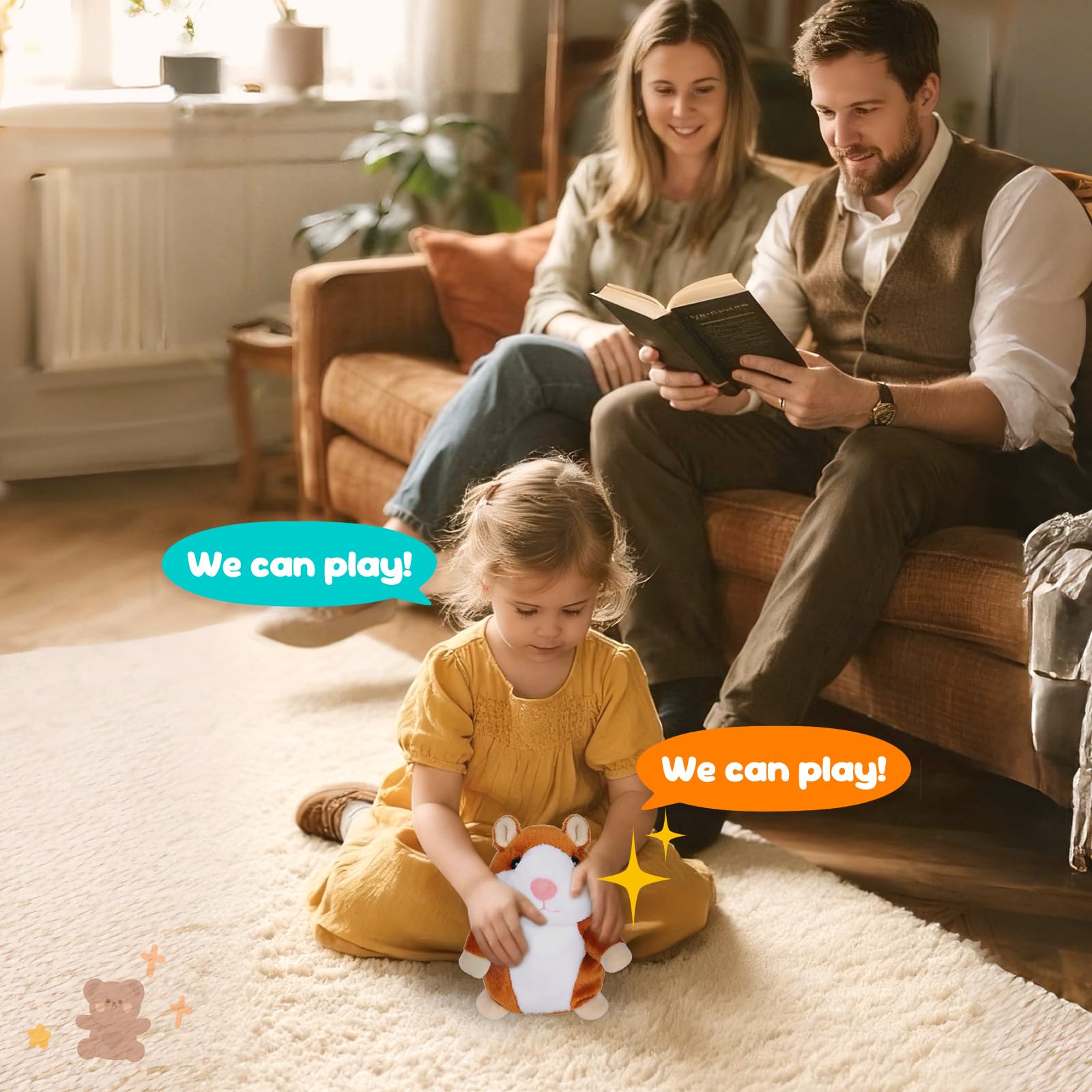 Toddler Toys Talking Hamster Repeats What You Say, Kids Interactive Stuffed Animal Plush Toys, Birthday Gift for 3-8 Year Old Girls Boys