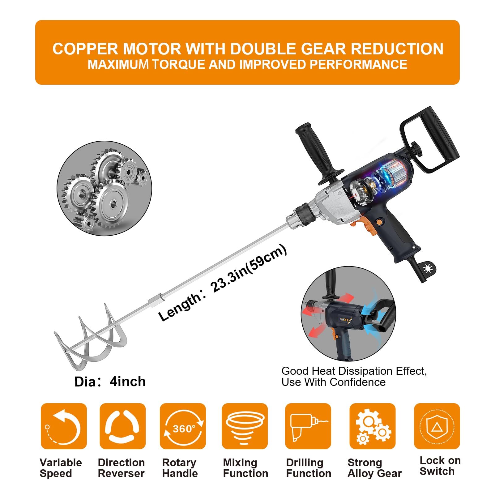 Cement Mixer For Drill Drill Mixer Set With Spade Handle Electric