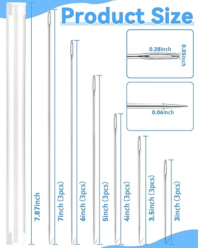 Miniatura 2 de 18 PIEZAS FIVEIZERO Agujas de Tapicería Profesionales de 3"3.5"4"5"6"7"  Agujas de Coser Grandes, Aguja Larga para Proyectos de Tapicería y