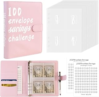 100 Envelopes Money Saving Challenge, Savings Binder with Cash Envelopes - Easy and Fun Way to Save $5,050, 100 Envelope Challenge Binder, A5 Money Saving Binder for Budgeting Money Saving