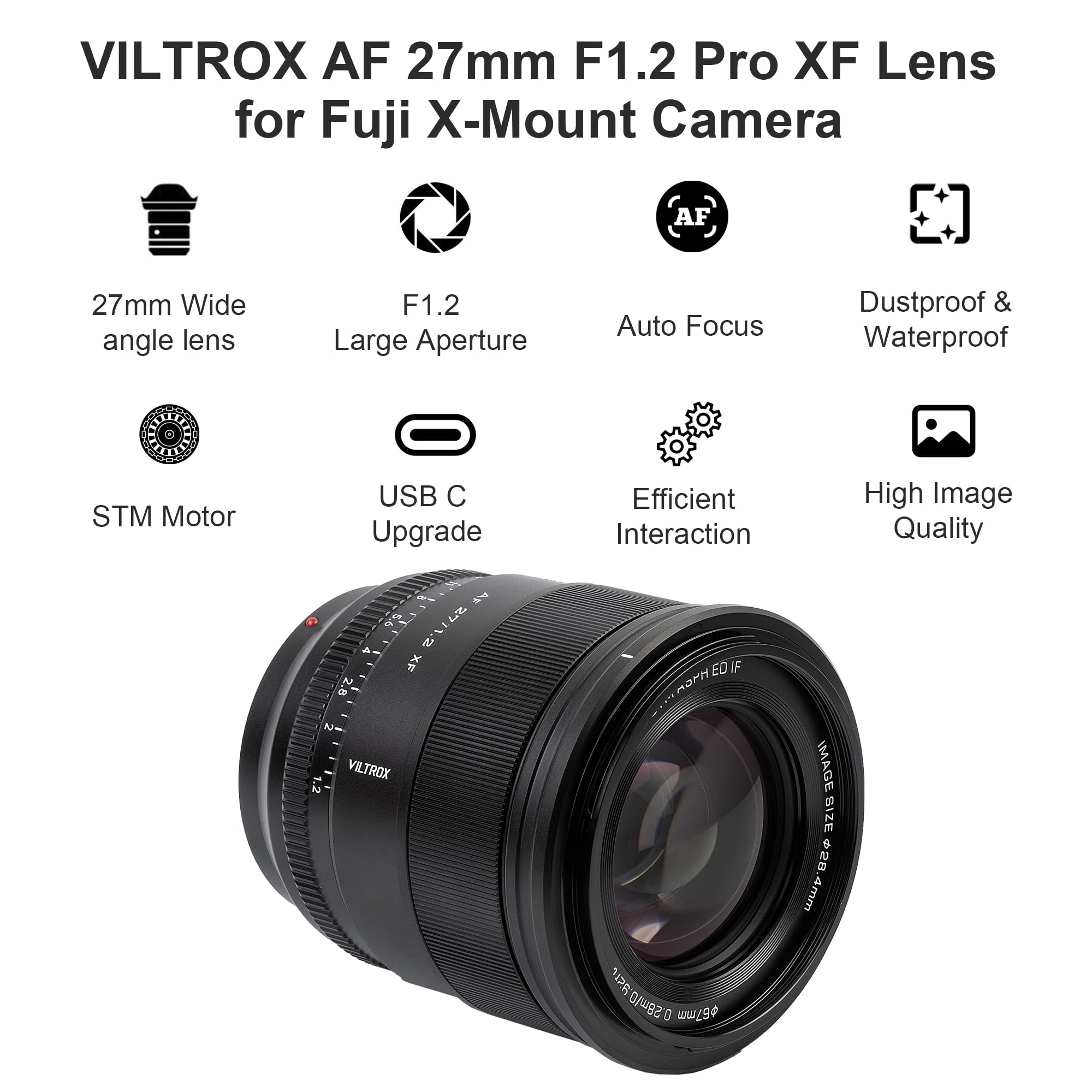 Amazon.com : VILTROX AF 27mm F1.2 Pro XF Lens for Fujifilm X-H2S X