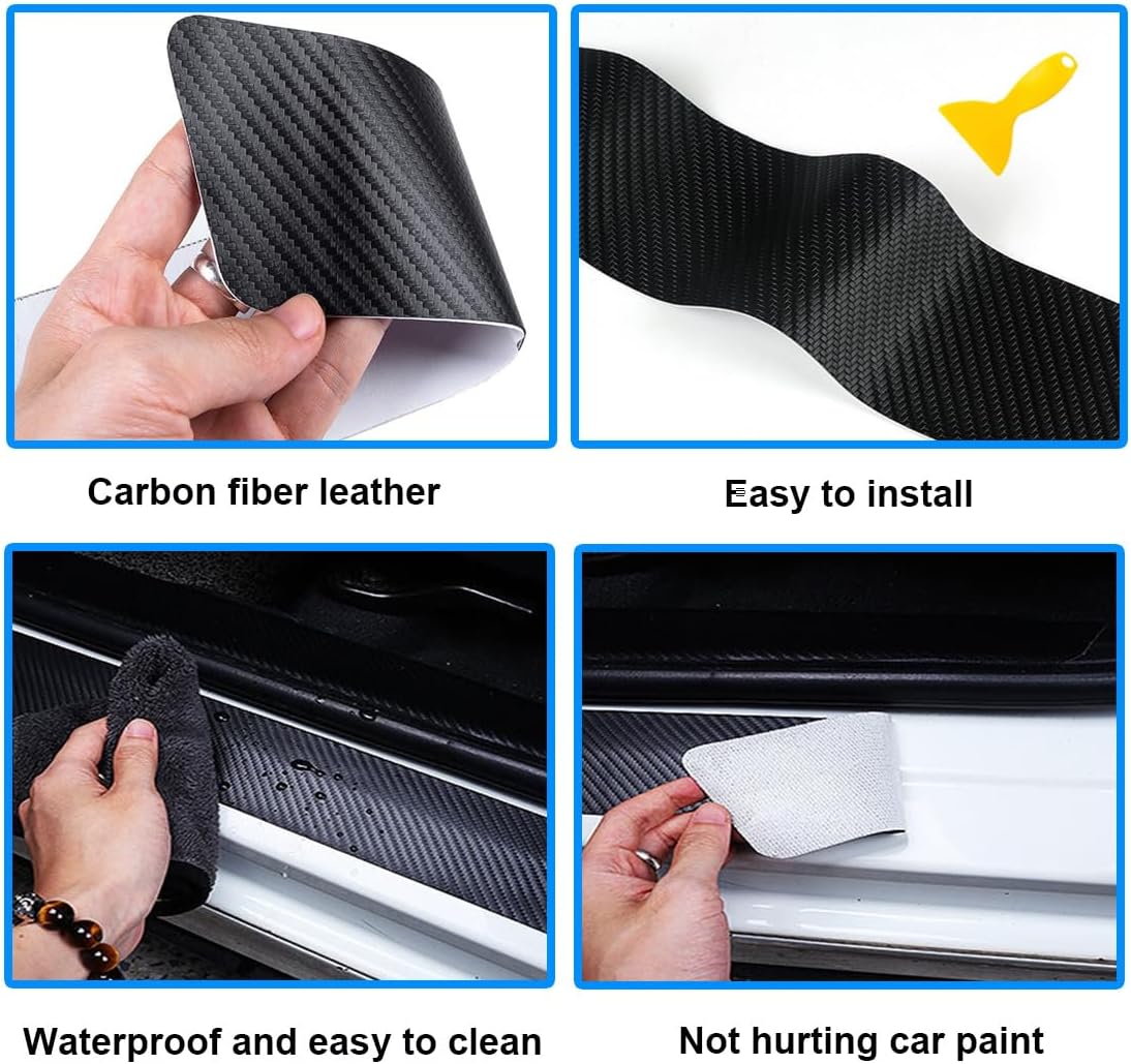 4 Pcs Tri-Color 3 Color Door Sill Protector Stickers, Universal Size Door Entry Guard Scuff Plate Stickers for Vehicle Truck SUV. (Tri-Color)