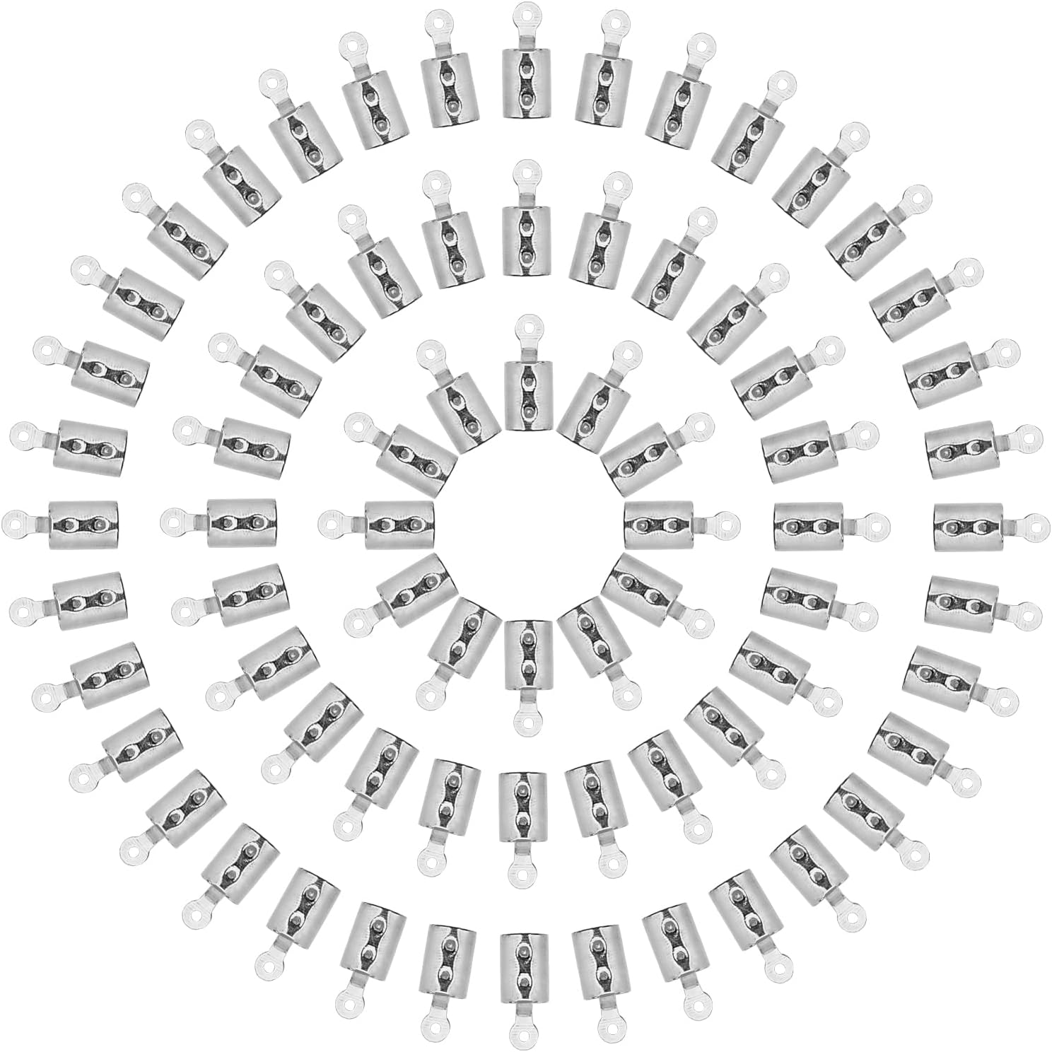 300Pcs White K Fold Over Cord Ends Cord Crimp End Tips Leather Ribbon Ending Clasp Tips Fold-Over End Caps End Clamp Jewelry Connector Components for DIY Necklace Bracelet Jewelry Making,12x5mm
