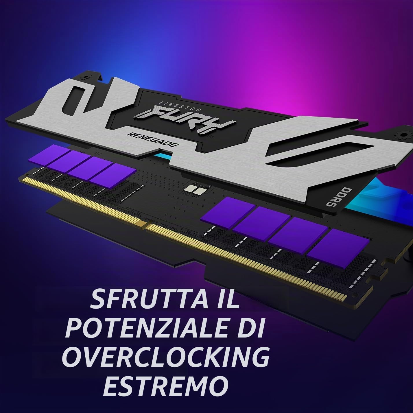 Kingston FURY Renegade DDR5 RGB Argento/Nero XMP 16GB 6400MT/s CL32 DIMM Memoria Gaming per Computer Modulo Singolo - KF564C32RSA-16