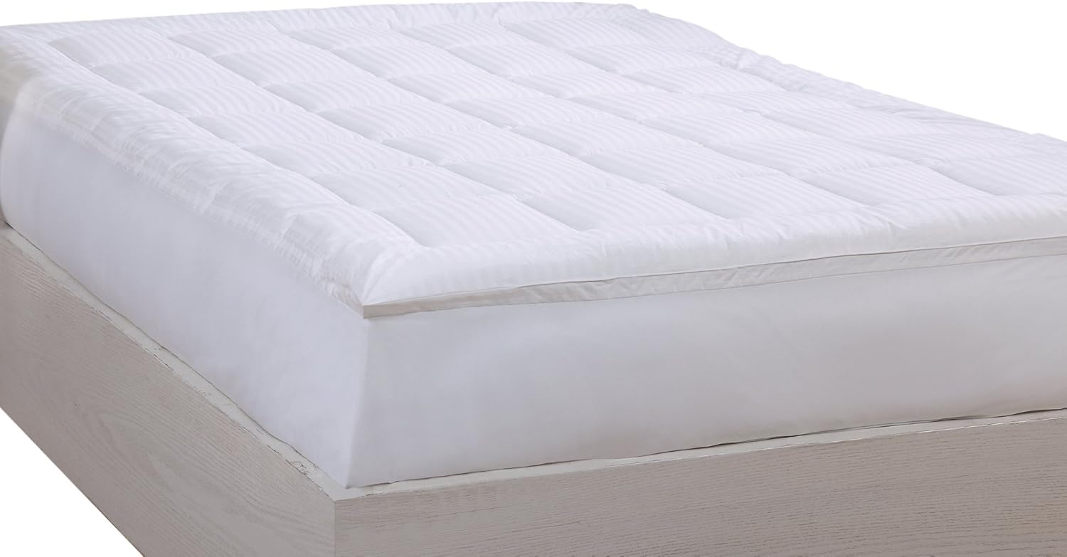 500TC Damask Stripe Mattress Pad, California King