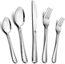 60-Piece Silverware Set, E-far Stainless Steel Classic Flatware Cutlery Set, Eating Utensils for Restaurant Hotel Party, Service for 12, Mirror Finish, Dishwasher Safe