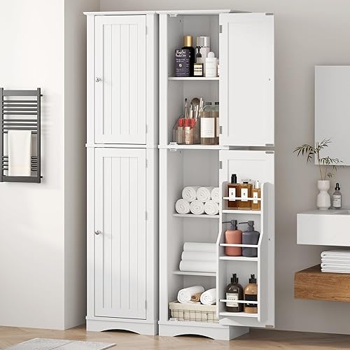 Miniatura 2 de Function Home Armario de almacenamiento alto para baño, despensa de cocina delgada de 64 pulgadas con almacenamiento de puerta, armarios 64" Blanco