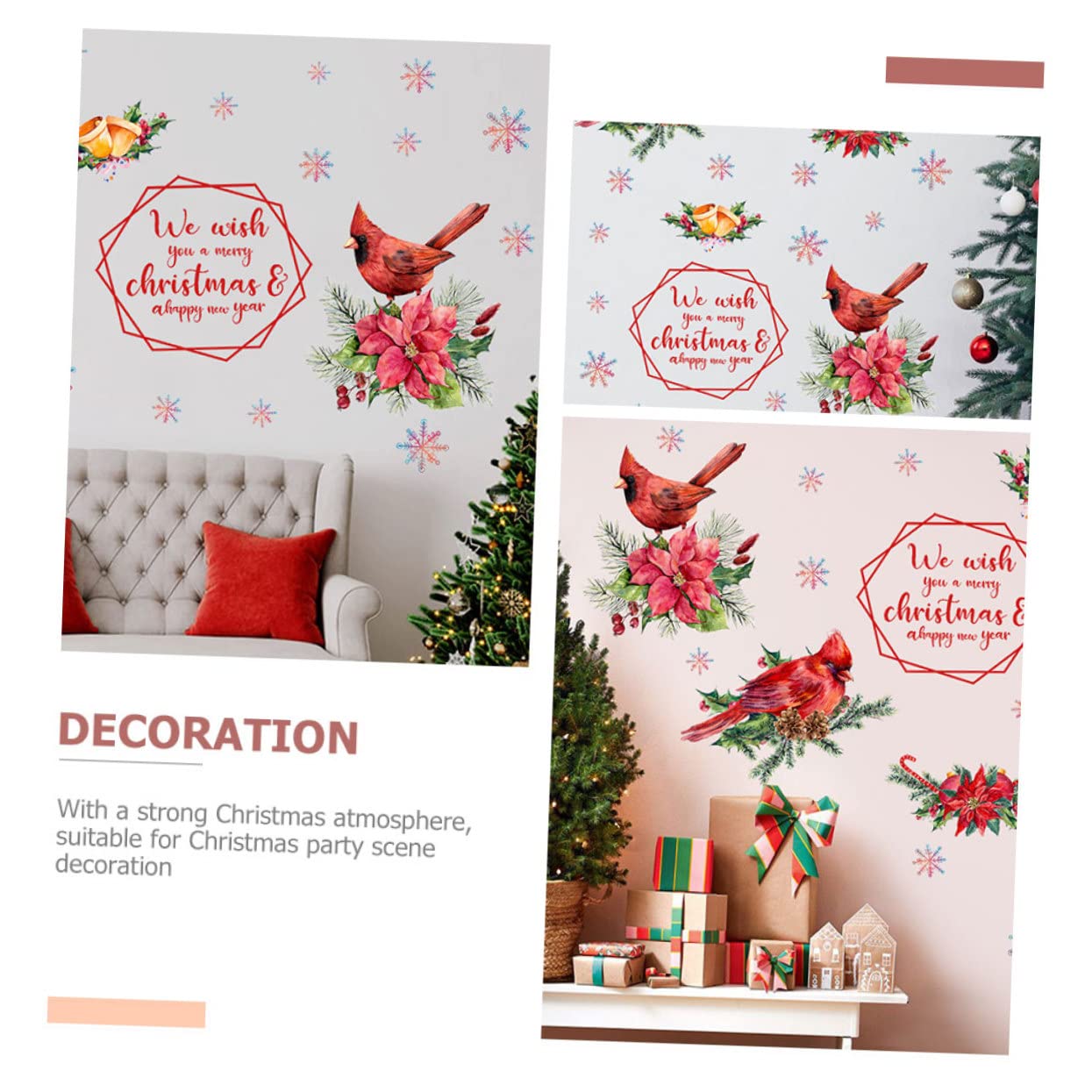 HOMSFOU 5blätter Weihnachtliche Fensteraufkleber Selbstklebende Wandtattoos Für Türen Und Fenster Festliche Dekoration Mit Weihnachtsmotiven Teilig Langlebig Und Farbenfroh Für