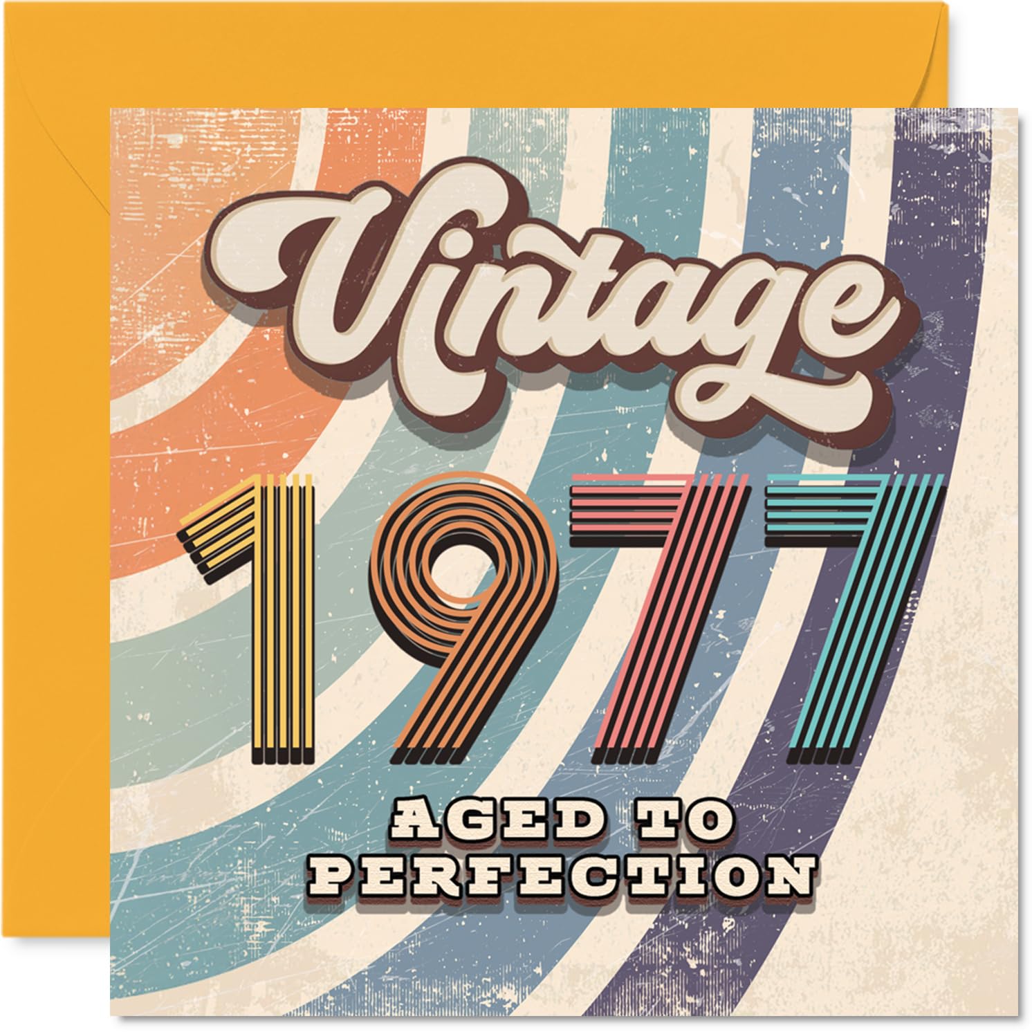 49th Birthday Card for Men Women - Vintage 1977 Aged To Perfection - Happy 49 Birthday Cards for Brother Husband Cousin Dad Friend Niece, 145mm Bday Greeting Cards