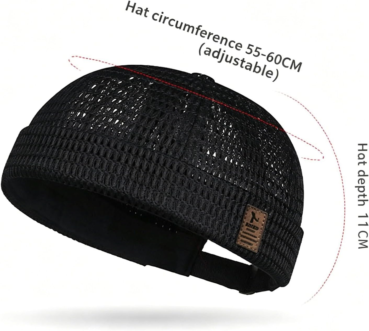 Men's Breathable Brimless Hats Summer Adjustable Cooling Large-Mesh Skull Cap Lightweight No Brim Beanie