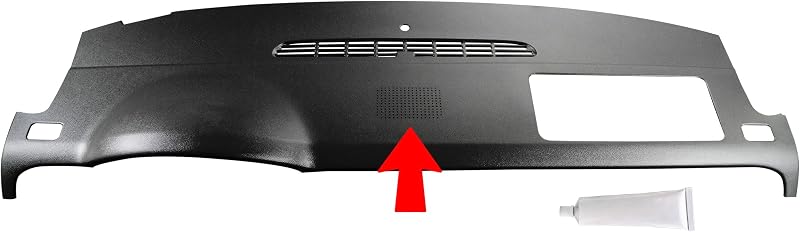 Dash Cover Compatible with 2007-2014 Chevy Tahoe Suburban Avalanche & GMC Yukon & Yukon XL with Dash Speaker in Black - Hard Molded Plastic Dashboard Cap