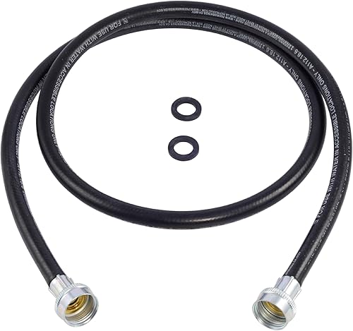 Miniatura 10 de Manguera de llenado para lavadora Eastman, conexión FHT de 3/4 pulgadas, 8 pies de goma negra, 60327N