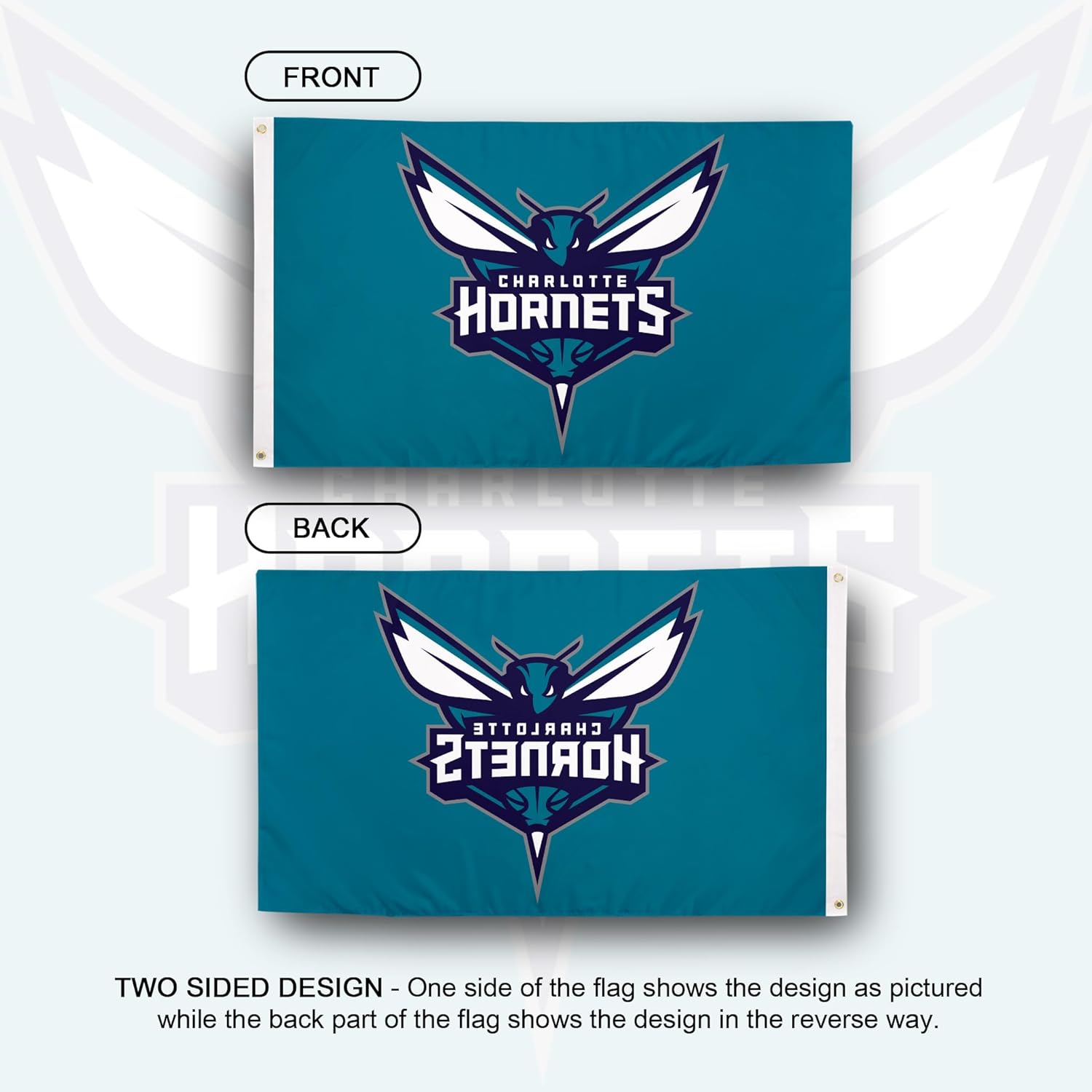 Desert Cactus Charlotte Hornets Flag NBA 100% Polyester Indoor Outdoor 3x5 feet National Basketball Association Team Flags (Flag #1) - Image 2