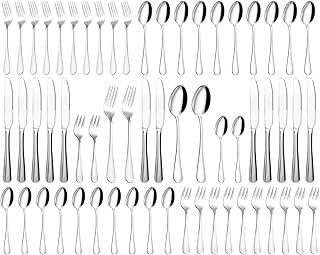 Cutlery Set for 12 People, 60-Piece Stainless Steel Cutlery Set, Highly Polished and Dishwasher Safe, Elegant Cutlery with Knife, Fork, Spoon, for Home, Party, Restaurant