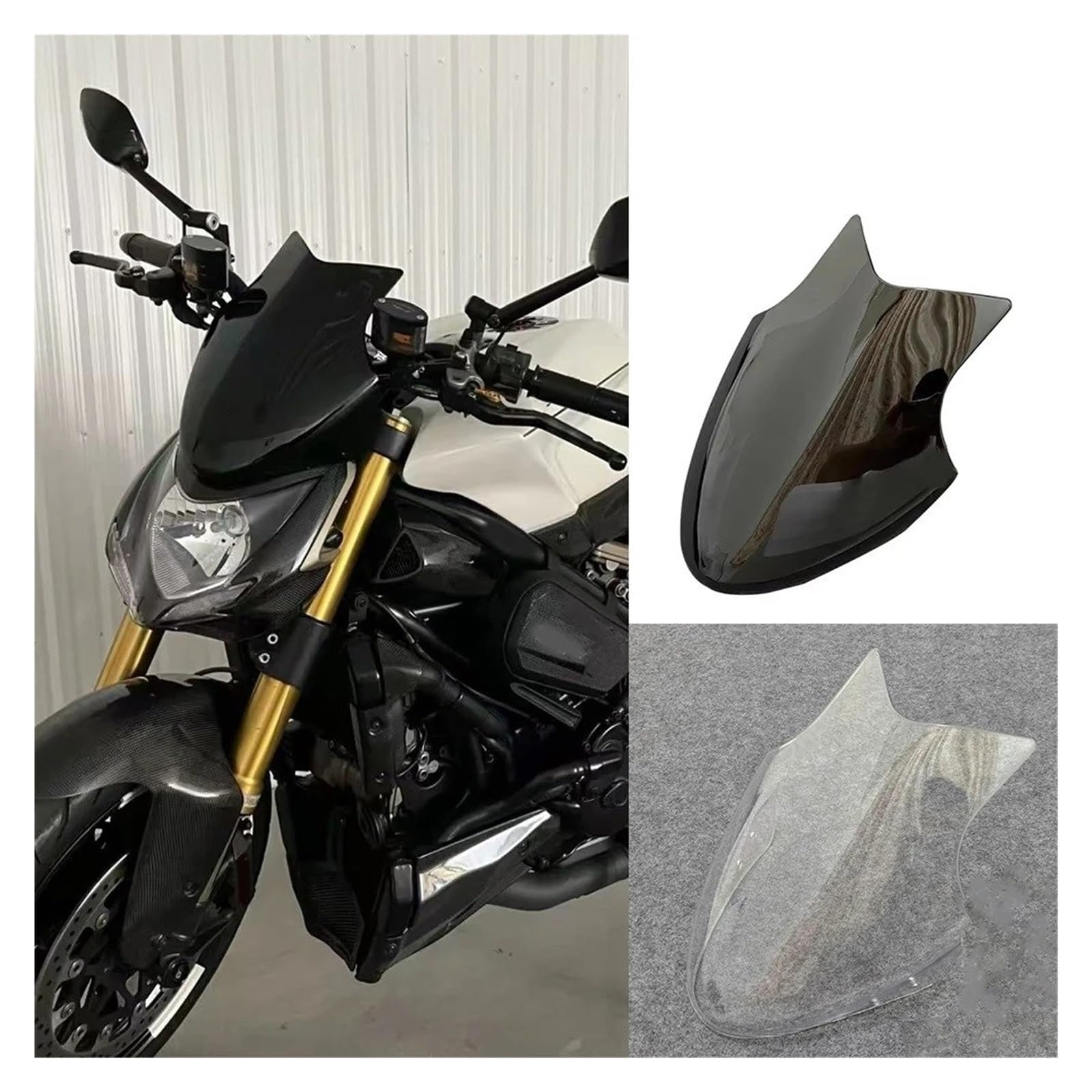 CUPOLINO Per Ducati Per Streetfighter 848 1000S 1100S Parabrezza Per Moto Nero Trasparente Parabrezza e deflettori(Nero)
