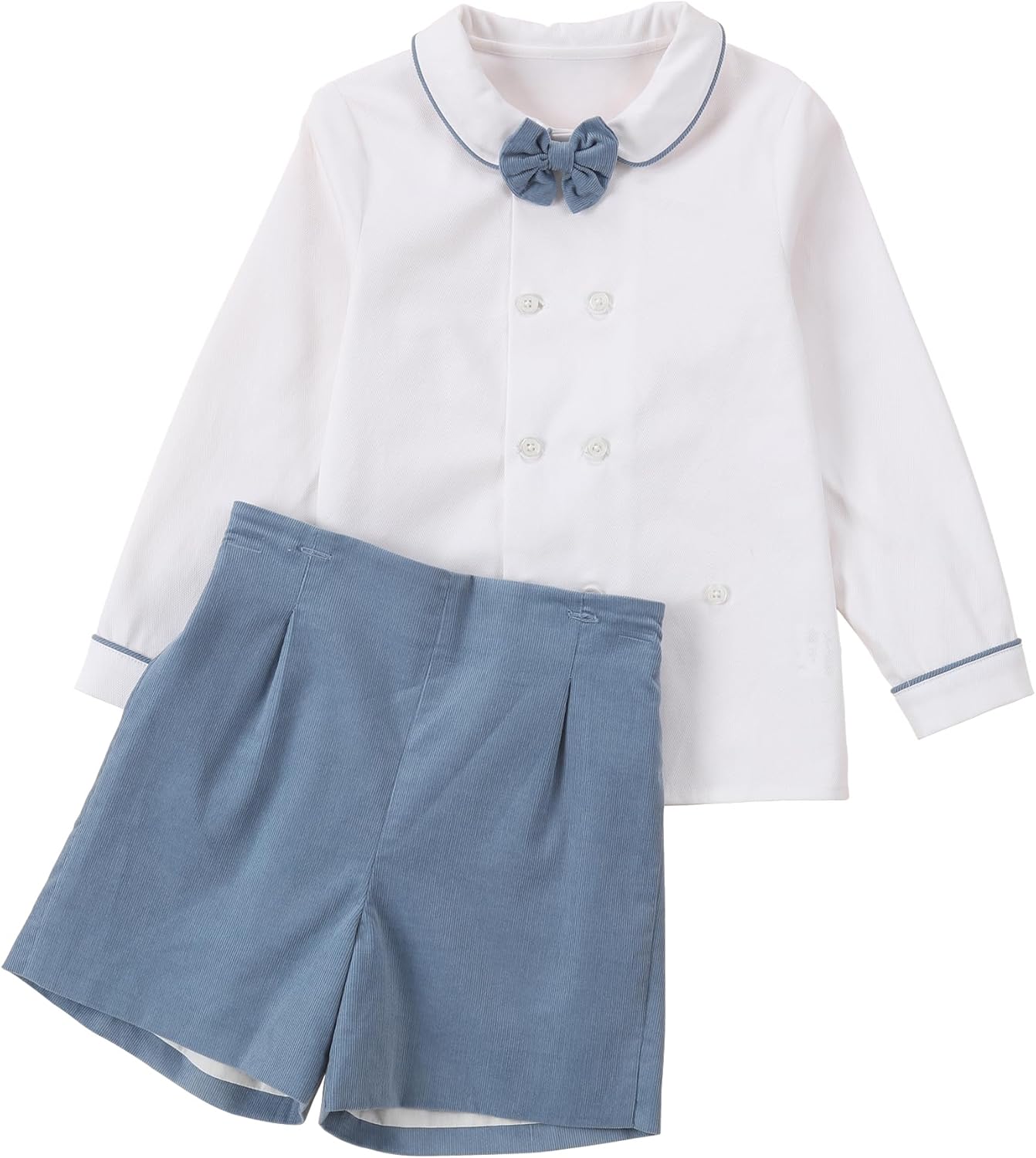 Toddler Boy Clothes Suit | Baby Boys Long Sleeve Formal Outfit with Bowtie + Pants | Wedding Birthday Party Suits