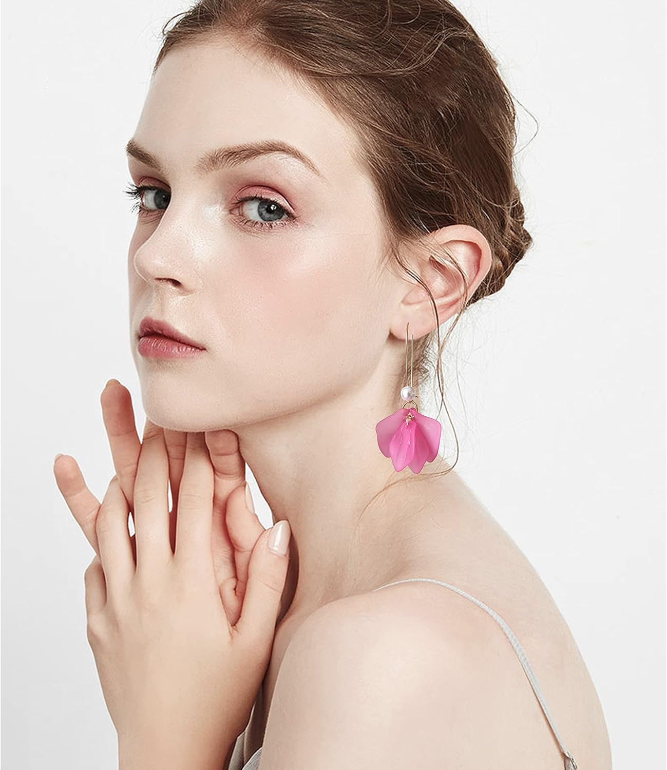 Boho Rose Petal Dangle Resin Earrings - Long Bohemian Drop Acrylic Tiered Flower Earrings - Statement Exaggerated Floral Tassel Earrings for Women - Image 6