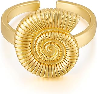Gold Seashell Ring for Women Gold Plated Trendy Starfish Open Ring Summer Beach Jewelry