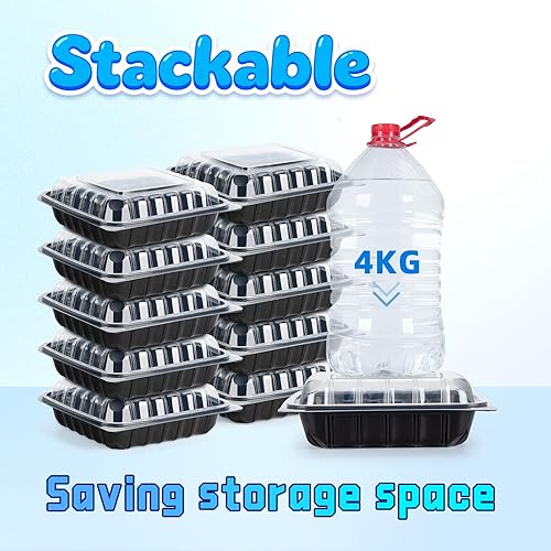 Miniatura 107 de YANGRUI Recipientes de plástico de 6 pulgadas, 17 onzas, paquete de 55 unidades – tapa reutilizable Crystal View anti niebla sin BPA PP Clamshell