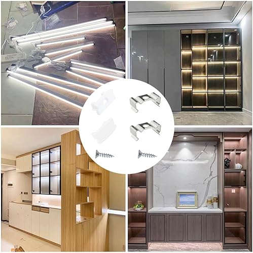Miniatura 6 de ITROLLE 24 clips de montaje de metal de canal LED, tapas de extremo de canal LED para instalación de luces de tira LED, cubierta LED en forma de U,