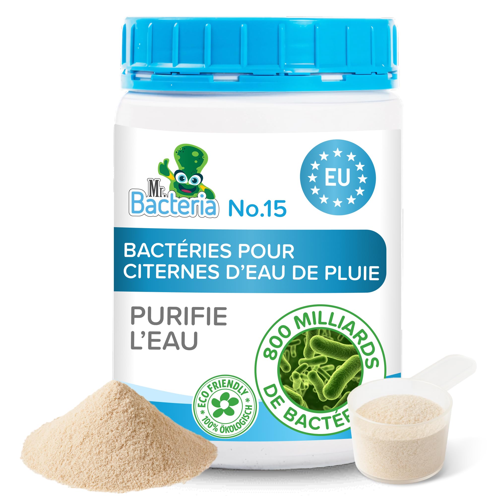 Mr. Bacteria N°15 Nettoyant bio-enzymatique pour vos réservoirs d'eau de pluie 500 g