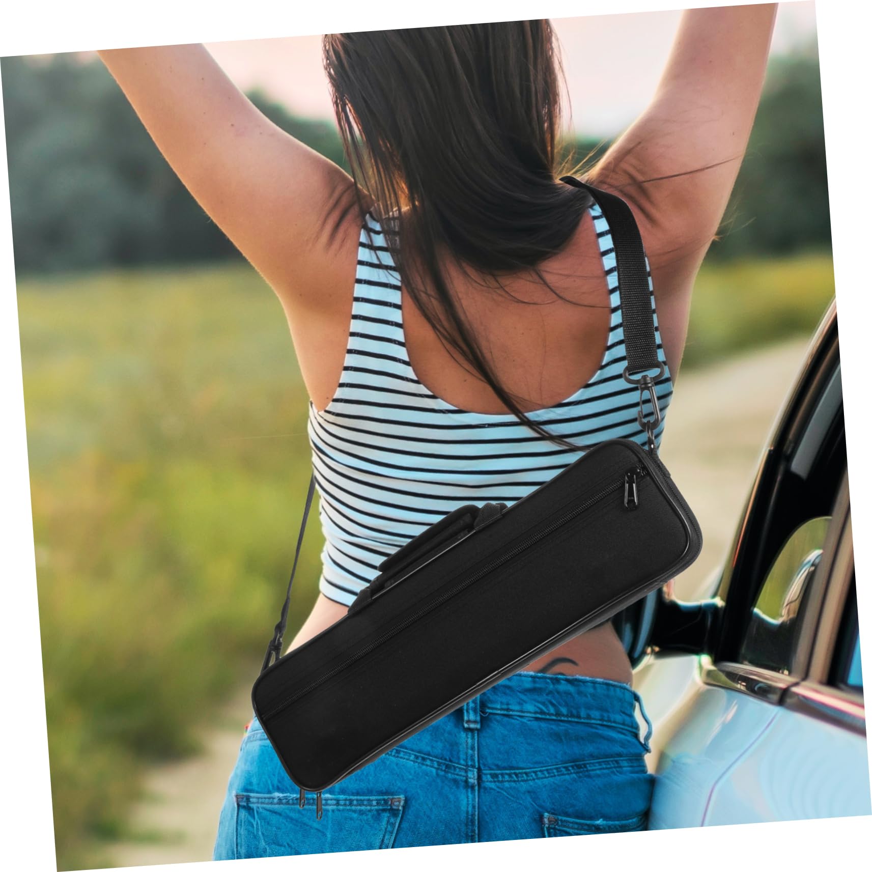 Totority Flute Storage Container Portable Flute Holder in Black Fine Craftsmanship