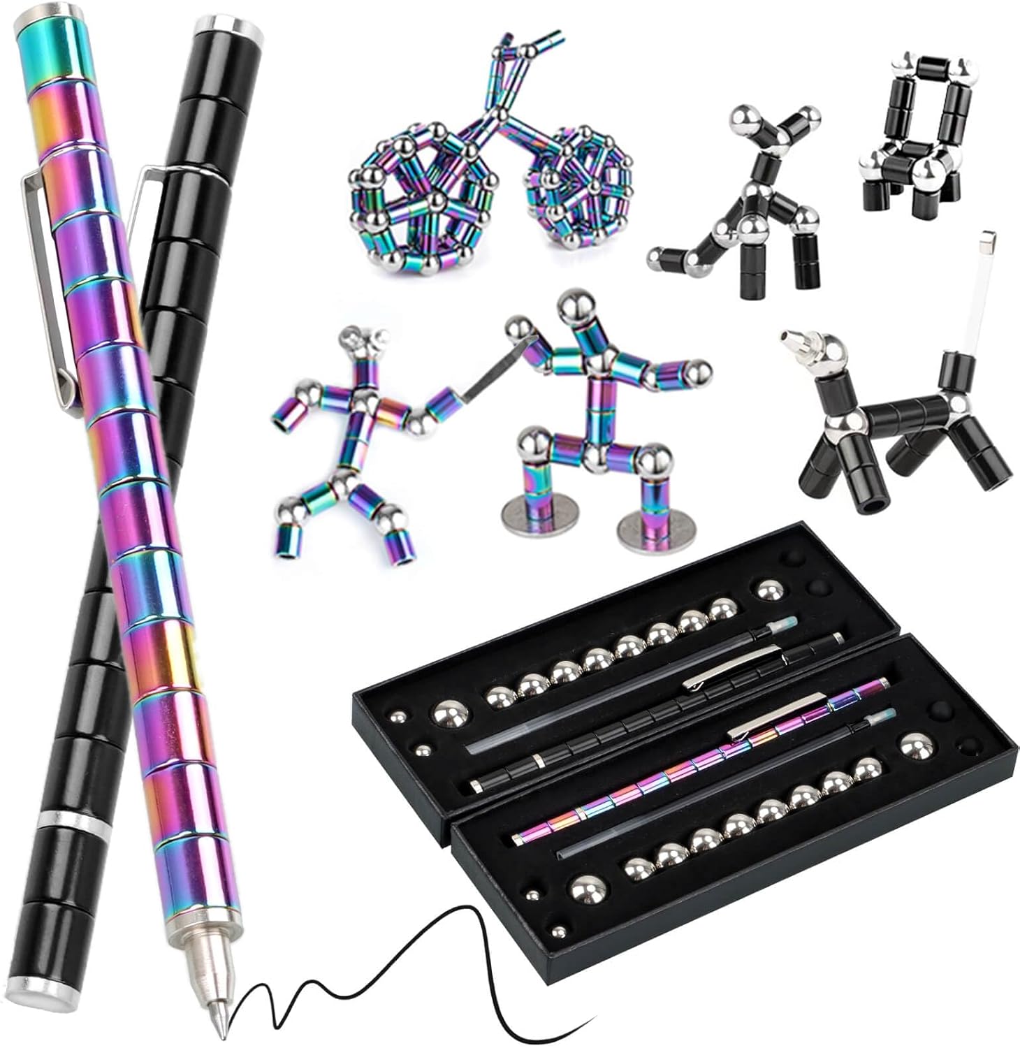 Gretex 2PC Magnetic Fidget Toys for 8-12 Boys & Girls: Decompression Magnetic Metal Toys Middle School Boy Gifts Figette Pen Fidget Toys for Teens Coolest 12 Year Old Birthday Gifts