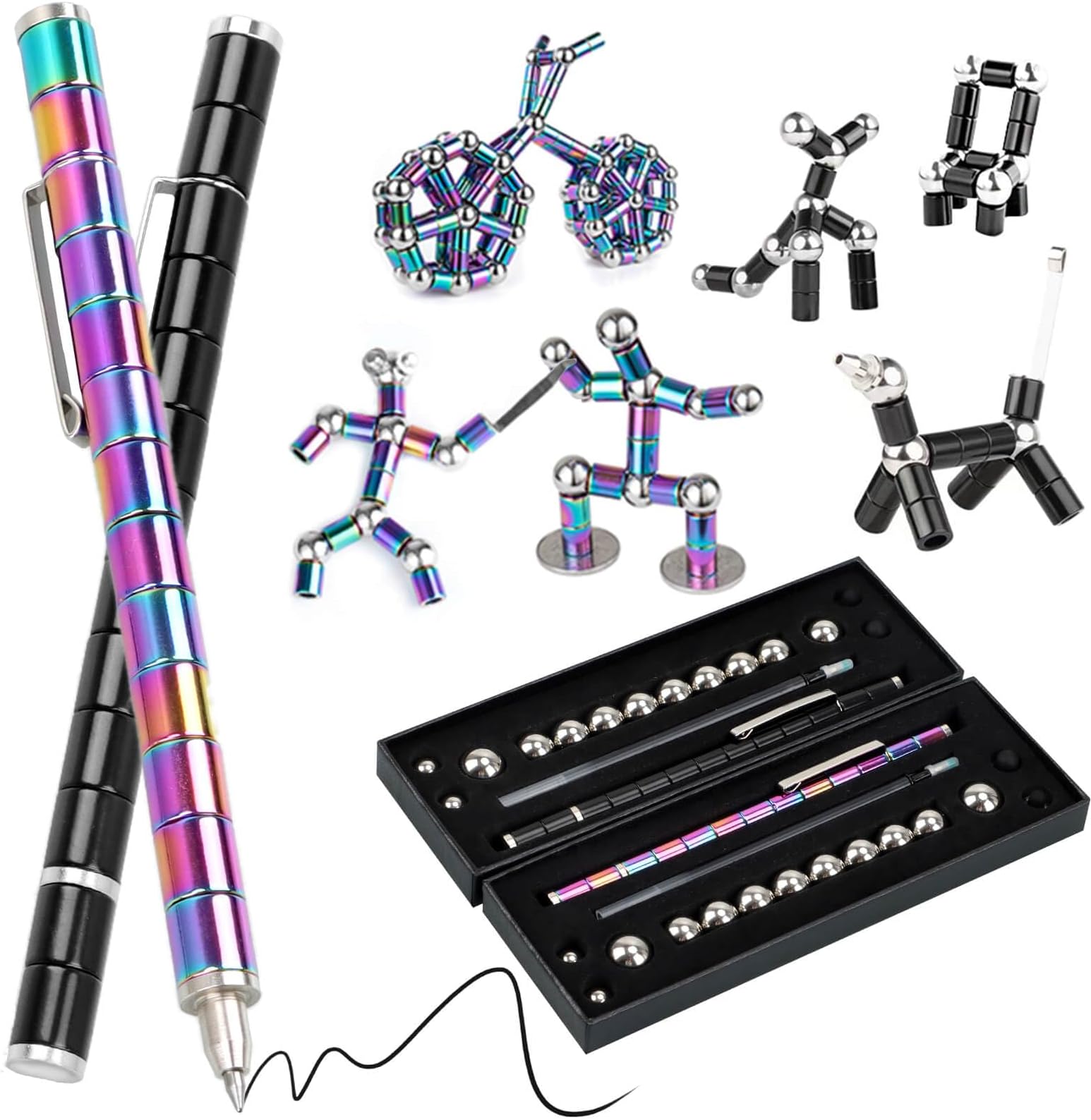 Gretex 2PC Magnetic Fidget Toys for 8-12 Boys & Girls: Decompression Magnetic Metal Toys Middle School Boy Gifts Figette Pen Fidget Toys for Teens Coolest 12 Year Old Birthday Gifts