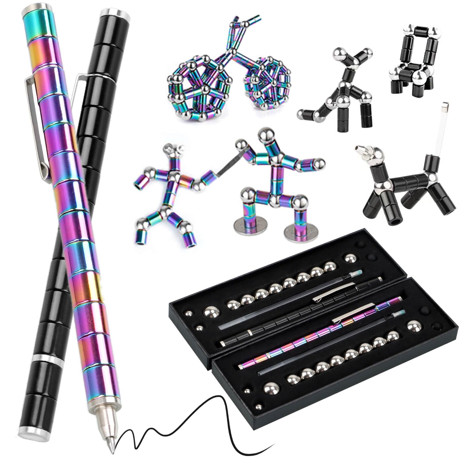 2PC Magnetic Fidget Toys for 8-12 Boys & Girls: Decompression Magnetic Metal Toys Middle School Boy Gifts Figette Pen Fidget Toys for Teens Coolest 12 Year Old Birthday Gifts
