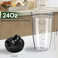 Vista 4 de Vasos de licuadora de repuesto para Ninja, vasos de licuadora Ninja de 24 onzas con tapas para llevar compatibles con Ninja BN401, BL450, BL456