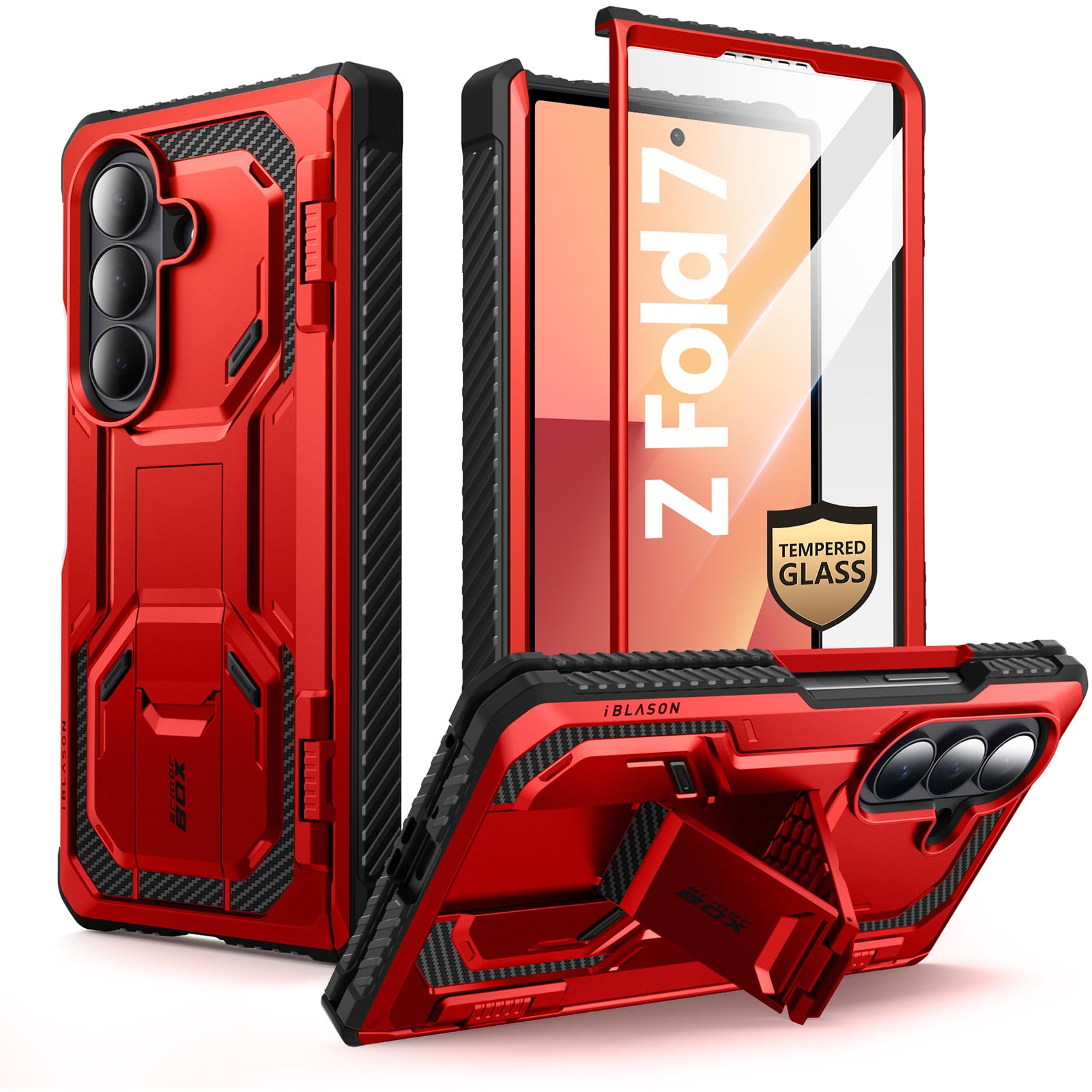 i-Blason Armorbox for Samsung Galaxy Z Fold 7 Case with Stand [9H+ Tempered Glass Screen Protector] [Hinge Protection] Full-Body Heavy Duty Rugged