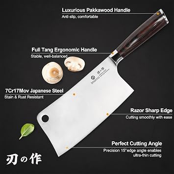 imarku Meat Cleaver 7 Inch, Razor Sharp Japanese High Carbon Steel Vegetable Cleaver Knife, Multipurpose Kitchen Chopper Butcher Knife for Home Kitchen & Restaurant, Ergonomic, Gifts for Men and Women
