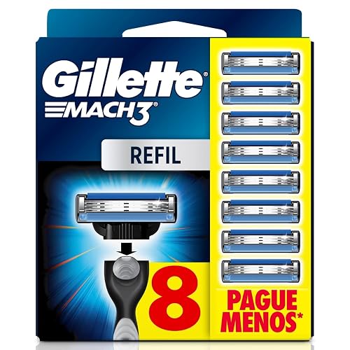 Gillette Mach3, Carga para Aparelho de Barbear com 3 Lâminas 8 Unidades