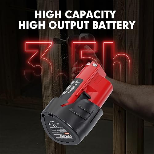 Miniatura 2 de Paquete de 4 baterías de repuesto de 12 V 3.5 Ah para Milwaukee M12 de litio 48-11-2411 48-11-2420 48-11-2401 48-11-2402 48-11-2401 Herramientas