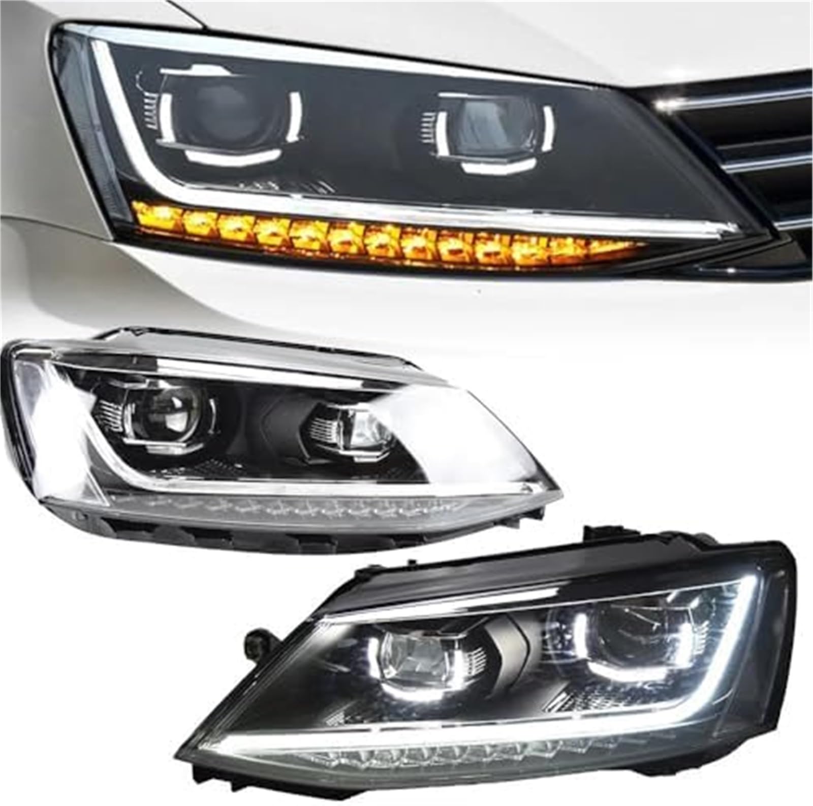 Wivplex Przednie światło przeciwmgielne samochodu Obudowa reflektora samochodowego, dla Vw, Jetta, Mk6 2011-2018 Reflektory Drl Żarówka biksenonowa Światła