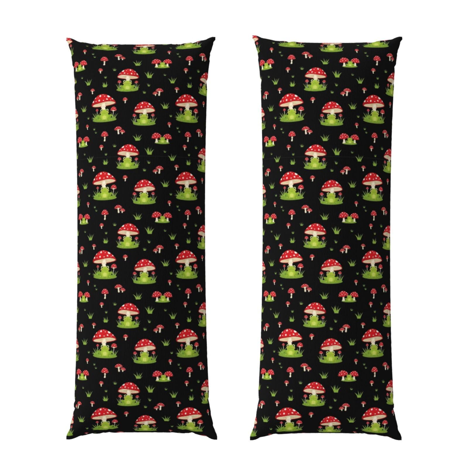 Body Pillow Protector Cover 20x60 Cute Frogs Cartoon Mushroom Hats, Soft Microfiber Pillowcase with Zipper, Wrinkle Shrinkage Resistant, for Bed Couch Sleeping