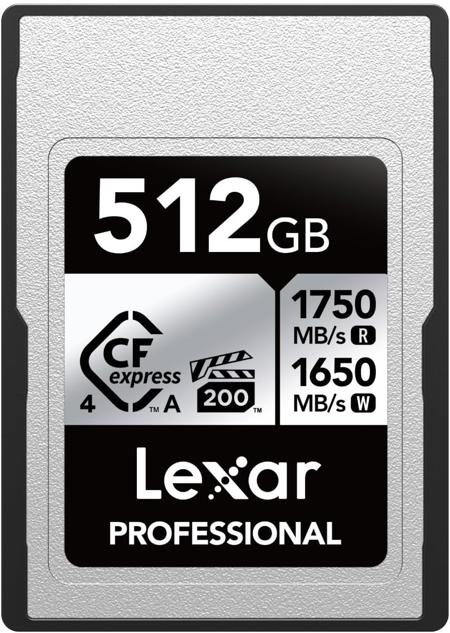 Lexar Professional Silver Series CFexpress 4.0 Type A 512GB CFe Card Up to 1750MB/s Read VPG200 8K Video CF Card Compatible with Sony Alpha and Sony FX Cameras