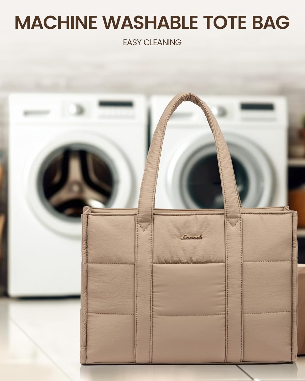 LOVEVOOK Laptop Bag for Women, Puffer Tote Bag for Work 15.6 Inch Large Computer Briefcase for Teacher Nurse, Quilted Lightweight Casual Shoulder Bag For Travel, Daily - Image 8